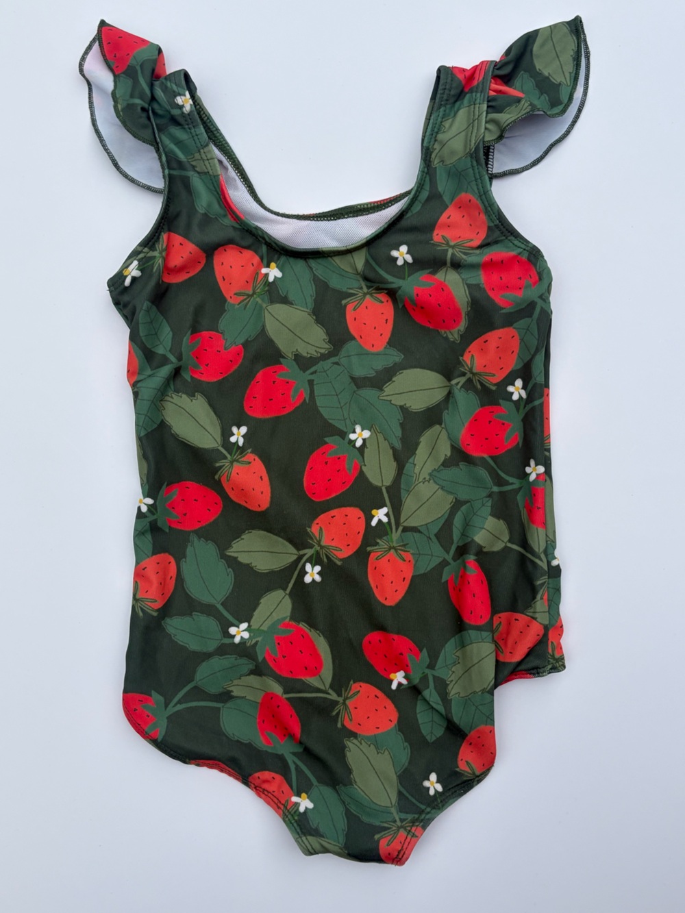 Pearl Street Swim Green Strawberry Print Swimsuit